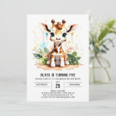Invitation Giraffe Dreams Cute Safari Anniversaire (Debout devant)