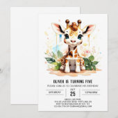 Invitation Giraffe Dreams Cute Safari Anniversaire (Devant / Derrière)