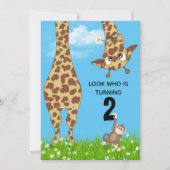Invitation Giraffe du 2e anniversaire en herbe (Devant)