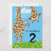 Invitation Giraffe du 2e anniversaire en herbe (Devant)