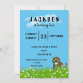 Invitation Giraffe du 2e anniversaire en herbe (Dos)