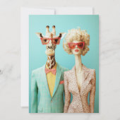 Invitation Giraffe et femme élégante (Devant)