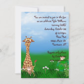 Invitation Giraffe et singe 1er anniversaire de fête Invitati (Dos)