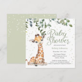 Invitation Giraffe Eucalyptus Baby shower neutre (Devant / Derrière)