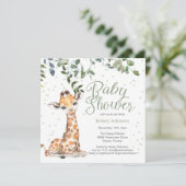 Invitation Giraffe Eucalyptus Baby shower neutre (Debout devant)