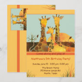 Invitation Giraffe Famille Anniversaire de enfant (Devant / Derrière)
