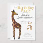 Invitation Giraffe fête d'anniversaire pour garçon (Devant)