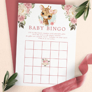 Invitation Giraffe florale Baby shower Bingo Jeu