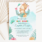 Invitation Giraffe Forêt tropicale thème bleu