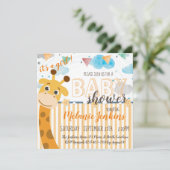 Invitation Giraffe fun Baby shower lumineux (Debout devant)