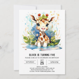 Invitation Giraffe Galore Cute Safari Anniversaire