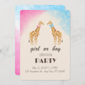 Invitation Giraffe Genre Reveal Party Fille ou garçon Invitat (Devant / Derrière)