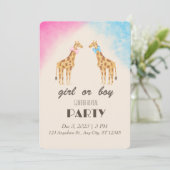 Invitation Giraffe Genre Reveal Party Fille ou garçon Invitat (Debout devant)