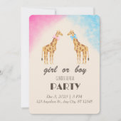 Invitation Giraffe Genre Reveal Party Fille ou garçon Invitat (Devant)