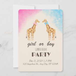 Invitation Giraffe Genre Reveal Party Fille ou garçon Invitat