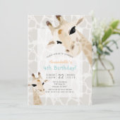 Invitation Giraffe Greige Aquarelle Anniversaire de enfant (Debout devant)