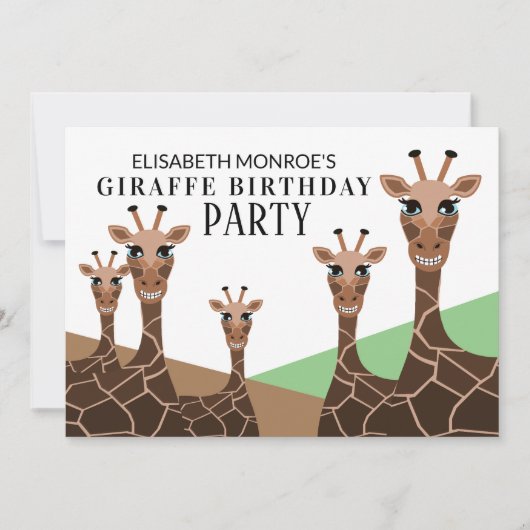 Invitation Giraffe Grinning, Giraffe Anniversaire (Devant)