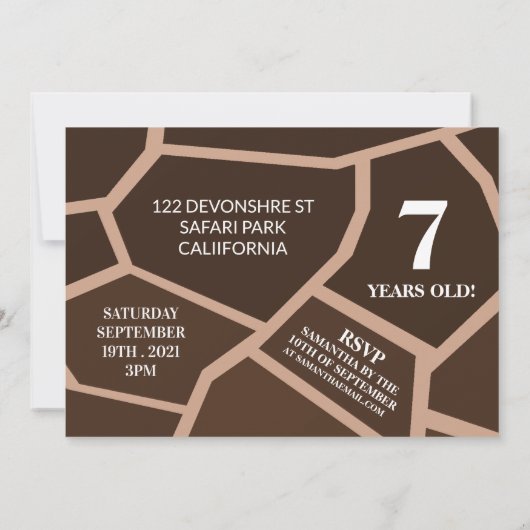 Invitation Giraffe Grinning, Giraffe Anniversaire (Dos)