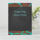 Invitation Giraffe Impression Brown et Turquoise (Debout devant)