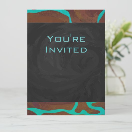 Invitation Giraffe Impression Brown et Turquoise (Debout devant)
