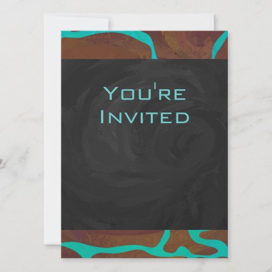 Invitation Giraffe Impression Brown et Turquoise (Devant)