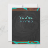Invitation Giraffe Impression Brown et Turquoise (Devant)