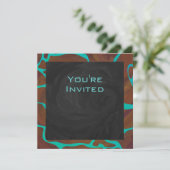Invitation Giraffe Impression Brown et Turquoise (Debout devant)