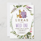 Invitation Giraffe Jungle Safari animal 1er anniversaire (Devant)