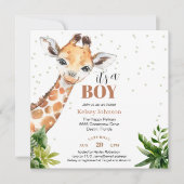 Invitation Giraffe Jungle Safari C'est un Baby shower vert ga (Devant)