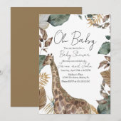 Invitation Giraffe Jungle Wild Baby Shower (Devant / Derrière)