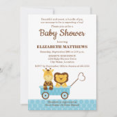 Invitation Giraffe lunaire et Baby shower de lion (Devant)