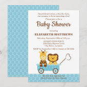 Invitation Giraffe lunaire et Baby shower de lion (Devant / Derrière)