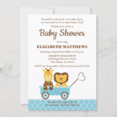 Invitation Giraffe lunaire et Baby shower de lion (Devant)