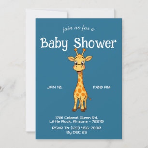 Invitation Giraffe mignonne sur le Baby shower couleur bleu J