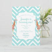 Invitation Giraffe on zigzzag chevron. (Debout devant)
