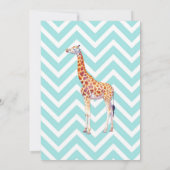 Invitation Giraffe on zigzzag chevron. (Dos)