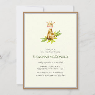 Invitation Giraffe peluche Baby shower Jungle Safari
