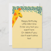 Invitation Giraffe Photo Boys 1er anniversaire (Dos)