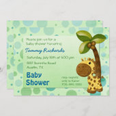 Invitation Giraffe pois - Baby shower neutre (Devant / Derrière)