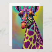 Invitation Giraffe Psychedelic Imaginaire caractère Portrait (Devant / Derrière)