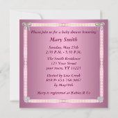 Invitation Giraffe rose Baby shower de boue diamant Invitatio (Dos)