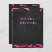 Invitation Giraffe rose chaude et noire (Devant / Derrière)