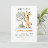 Invitation Giraffe Safari Jungle Baby Shower  (Debout devant)