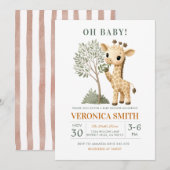 Invitation Giraffe Safari Jungle Baby Shower  (Devant / Derrière)
