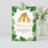 Invitation Giraffe Safari Jungle Baby shower Apportez Un Livr (Debout devant)