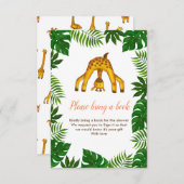 Invitation Giraffe Safari Jungle Baby shower Apportez Un Livr (Devant / Derrière)