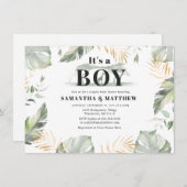 Invitation Giraffe Safari jungle Baby shower garçon (Devant / Derrière)