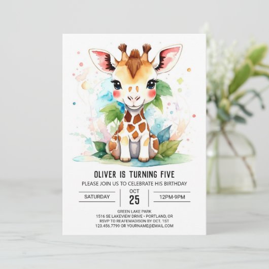 Invitation Giraffe Safari Magic Adventure Anniversaire (Debout devant)