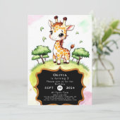 Invitation Giraffe sauvage colorée Anniversaire (Debout devant)