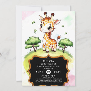 Invitation Giraffe sauvage colorée Anniversaire